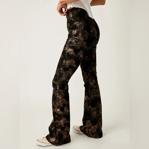 Free People We The Free Jayde Metallic Printed Flare Jeans Pants